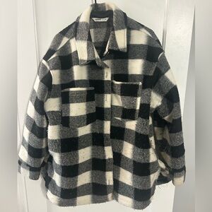 Black and white plaid oversized button up